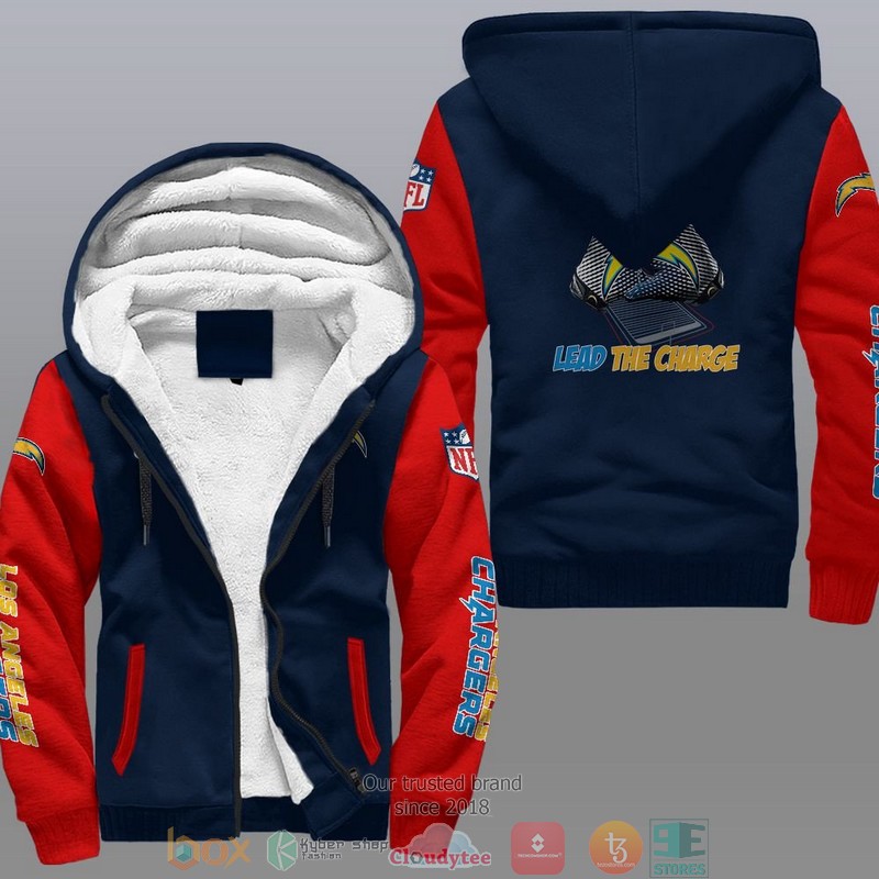 HOT Los Angeles Chargers Lead The Charge 3D Fleece Hoodie 4 NFL Los Angeles Chargers Lead The Charge Fleece Hoodie 1 2 3