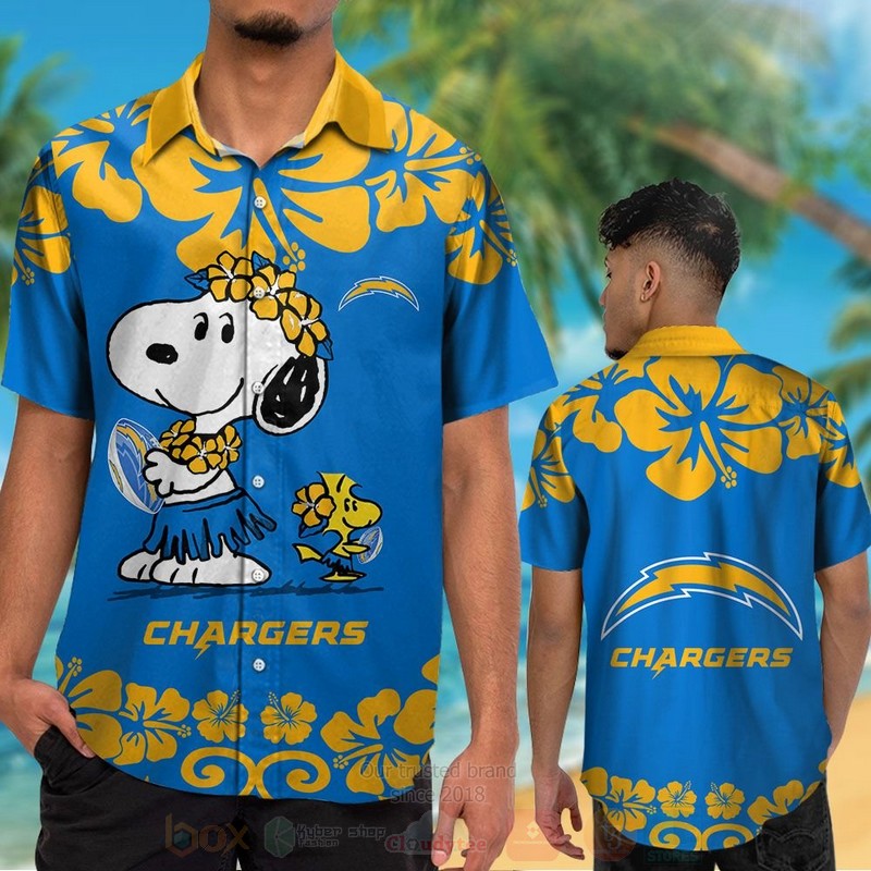 BEST NFL Los Angeles Chargers Snoopy and Woodstock Hawaii Shirt, Short 2 NFL Los Angeles Chargers Snoopy and Woodstock Hawaiian Shirt Short 1