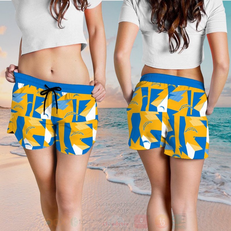 NFL Los Angeles Chargers Yellow Blue Hawaiian Shirt Short 1 2 3