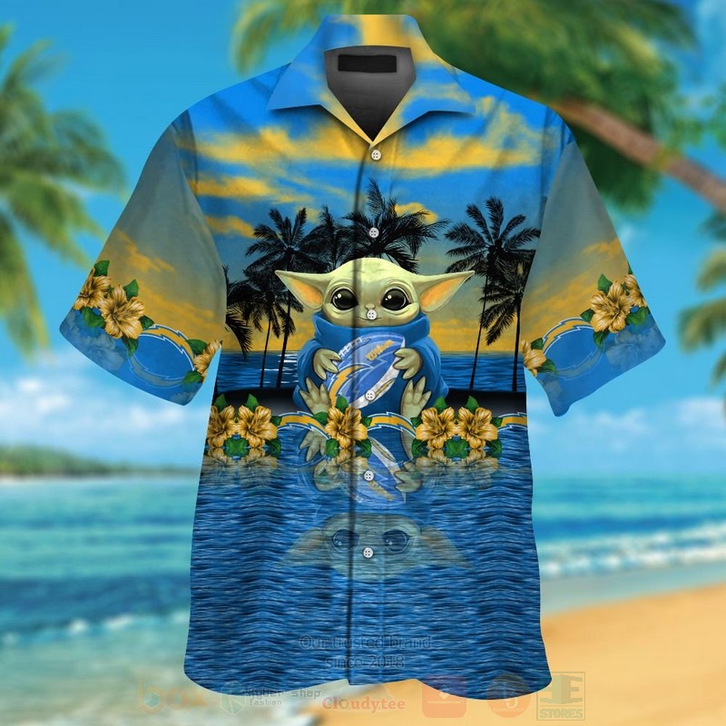 BEST NFL Los Angeles Chargers and Baby Yoda Hawaii Shirt, Short 12 NFL Los Angeles Chargers and Baby Yoda Hawaiian Shirt Short