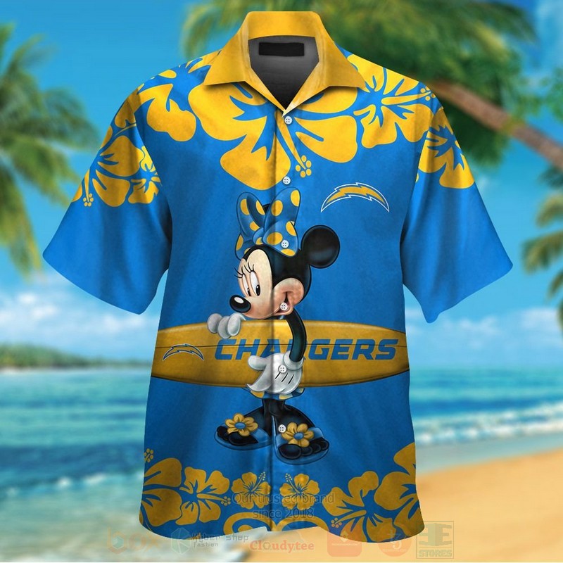 NFL Los Angeles Chargers and Minnie Mouse Hawaiian Shirt Short