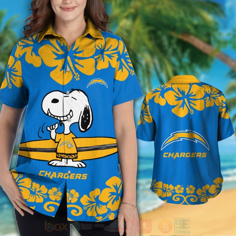 BEST NFL Los Angeles Chargers and Snoopy Hawaii Shirt, Short 3 NFL Los Angeles Chargers and Snoopy Hawaiian Shirt Short 1 2