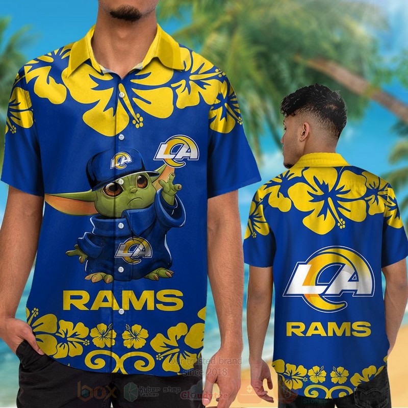 BEST NFL Los Angeles Rams Baby Yoda Hawaii Shirt, Short 2 NFL Los Angeles Rams Baby Yoda Hawaiian Shirt Short 1