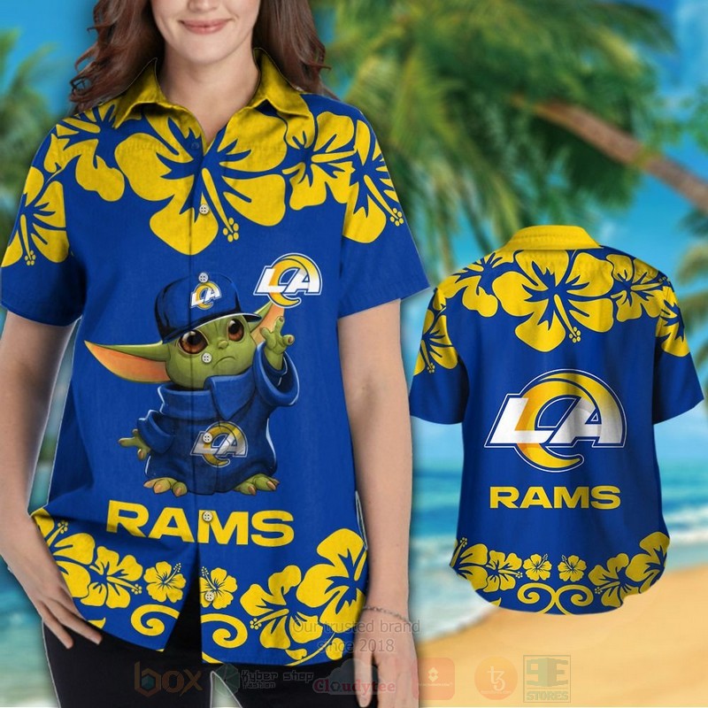 BEST NFL Los Angeles Rams Baby Yoda Hawaii Shirt, Short 3 NFL Los Angeles Rams Baby Yoda Hawaiian Shirt Short 1 2