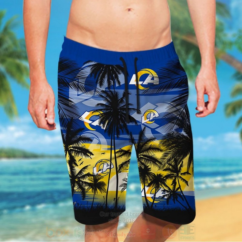 NFL Los Angeles Rams Blue Sun Hawaiian Shirt Short 1 2 3 4