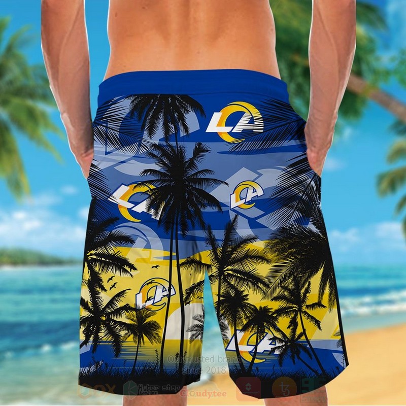 NFL Los Angeles Rams Blue Sun Hawaiian Shirt Short 1 2 3 4 5