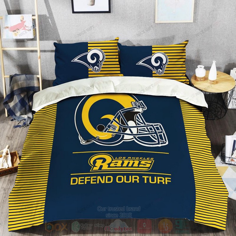NFL Los Angeles Rams Defend Our Turf Inspired Bedding Set 1
