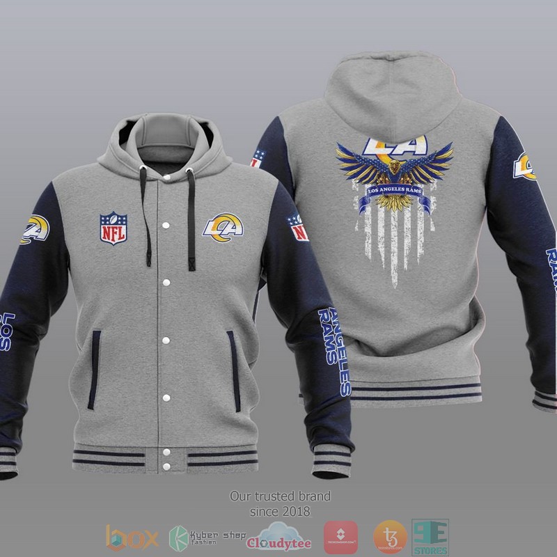 NFL Los Angeles Rams Eagle American Flag Baseball Jacket Hoodie 1