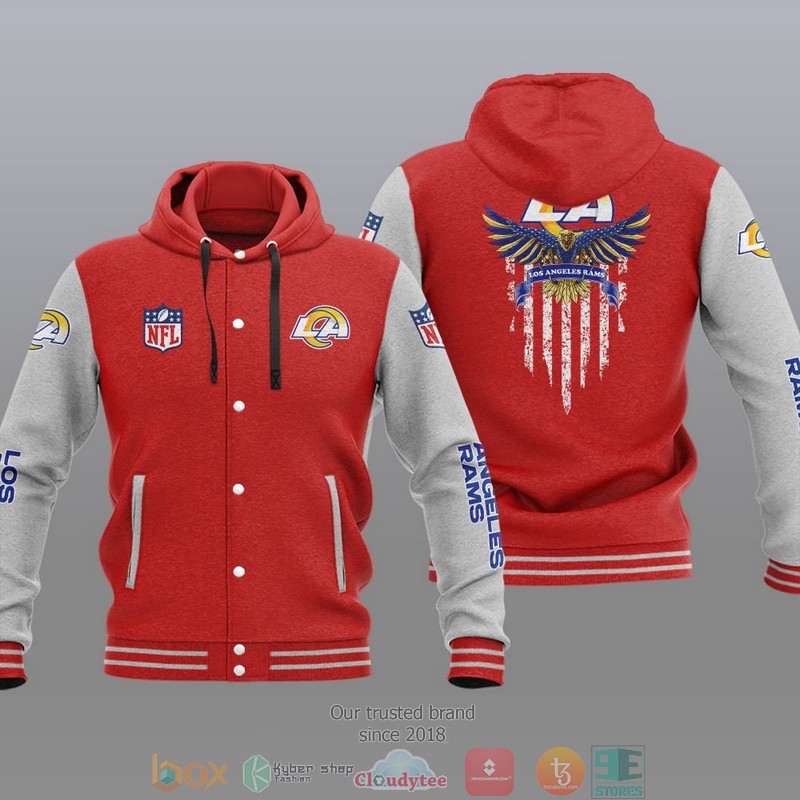 NFL Los Angeles Rams Eagle American Flag Baseball Jacket Hoodie 1 2 3 4