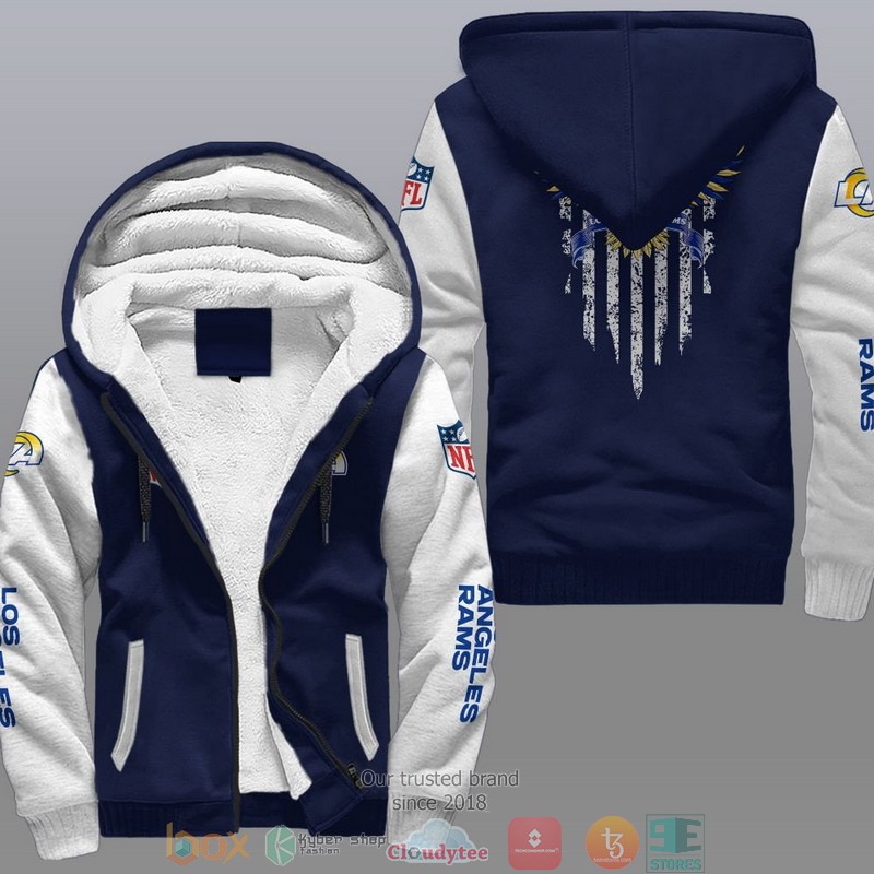 HOT Los Angeles Rams Eagle American Flag 3D Fleece Hoodie 3 NFL Los Angeles Rams Eagle American Flag Fleece Hoodie 1 2