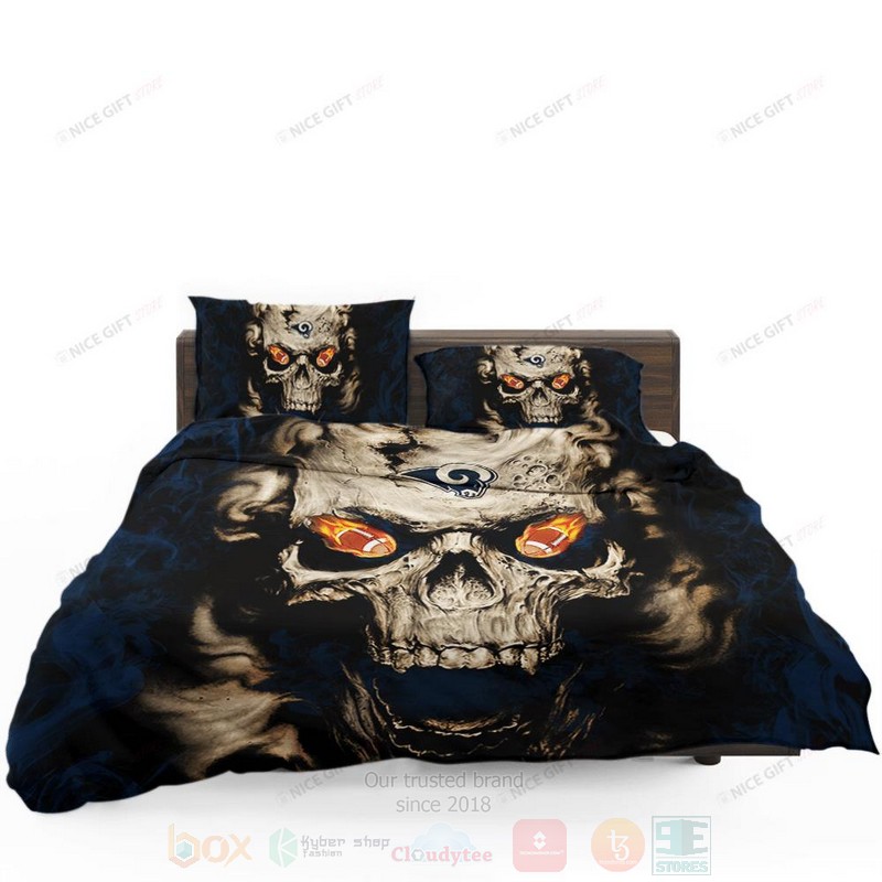 NFL Los Angeles Rams Inspired Skull Bedding Set