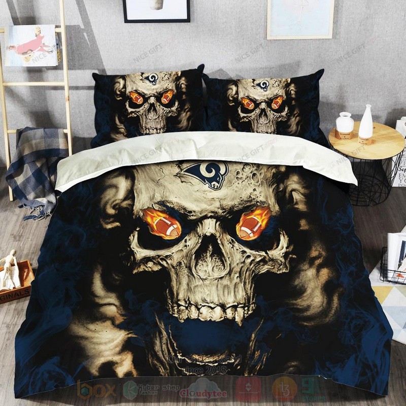 NFL Los Angeles Rams Inspired Skull Bedding Set 1