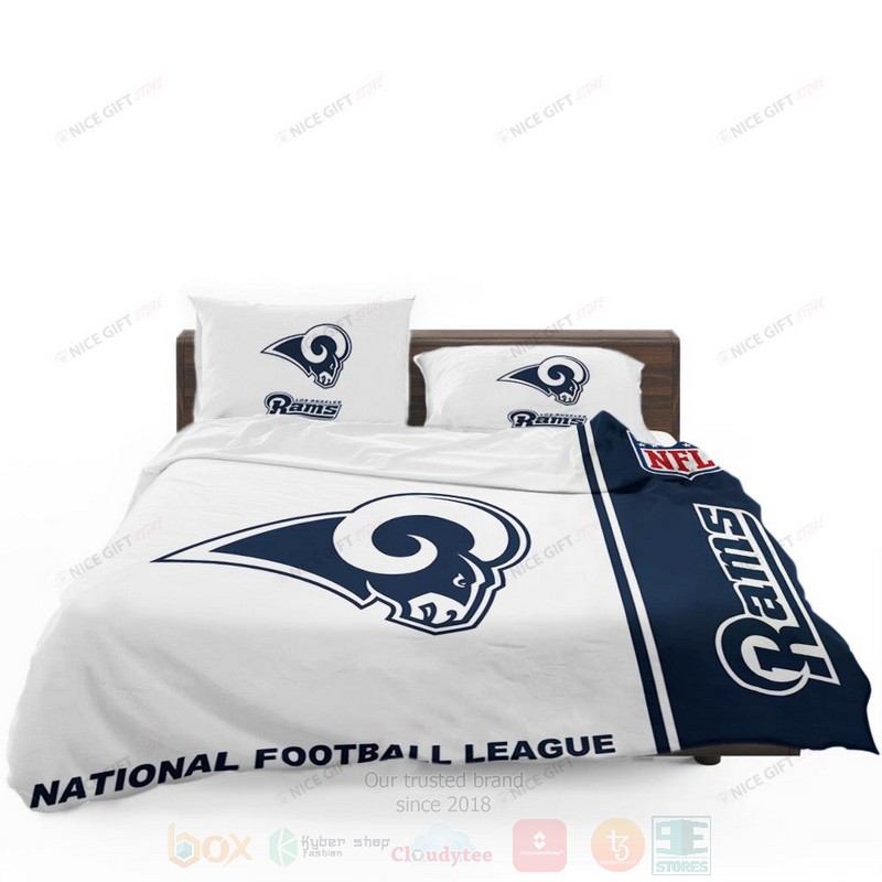 NFL Los Angeles Rams Inspired White Navy Bedding Set