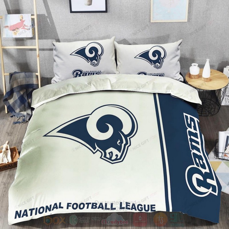 NFL Los Angeles Rams Inspired White Navy Bedding Set 1