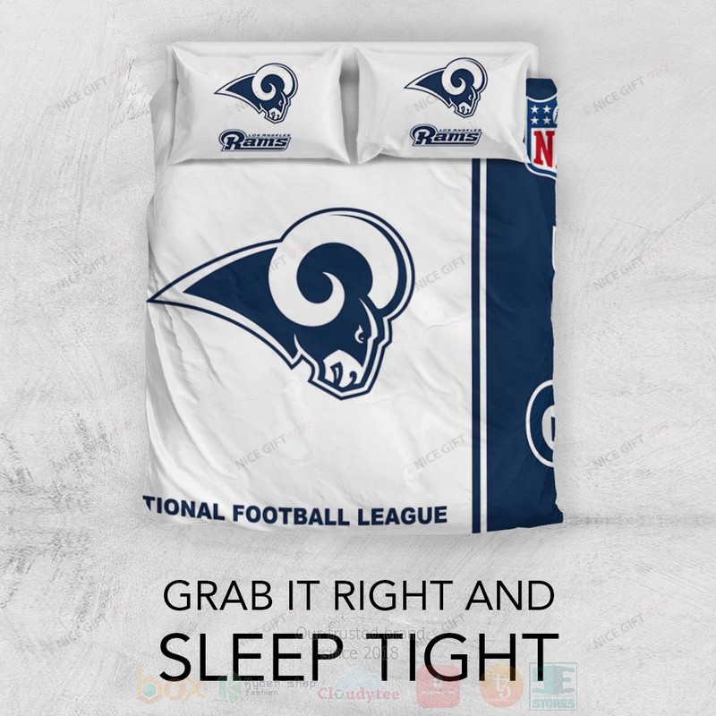 BEST NFL Los Angeles Rams Inspired White-Navy Duvet Cover Bed Sets 3 NFL Los Angeles Rams Inspired White Navy Bedding Set 1 2