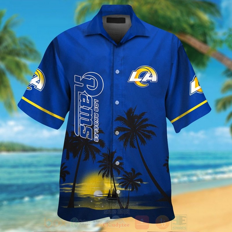 NFL Los Angeles Rams Sun and Coconut Tree Hawaiian Shirt Short