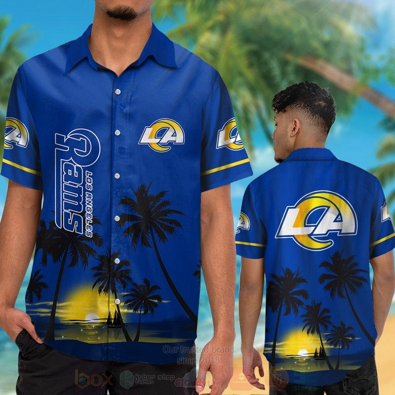 BEST NFL Los Angeles Rams Sun and Coconut Tree Hawaii Shirt, Short 2 NFL Los Angeles Rams Sun and Coconut Tree Hawaiian Shirt Short 1
