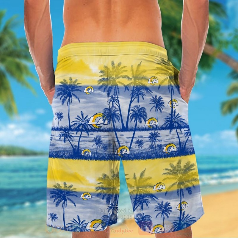 NFL Los Angeles Rams Yellow Blue Hawaiian Shirt Short 1 2 3 4 5