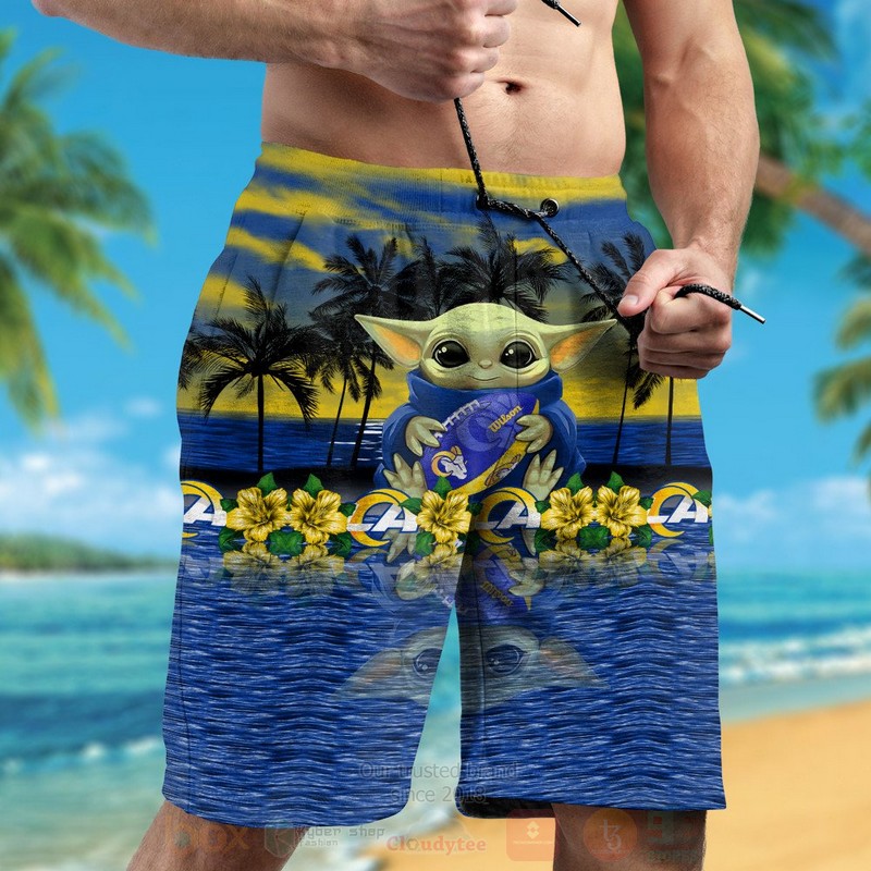 NFL Los Angeles Rams and Baby Yoda Hawaiian Shirt Short 1 2 3 4