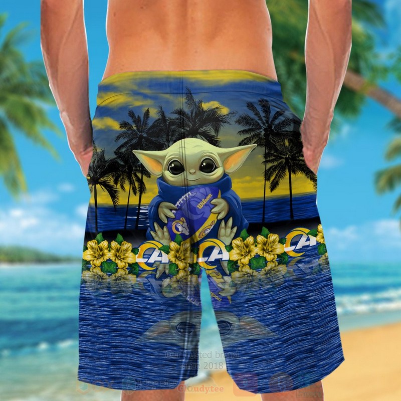 NFL Los Angeles Rams and Baby Yoda Hawaiian Shirt Short 1 2 3 4 5