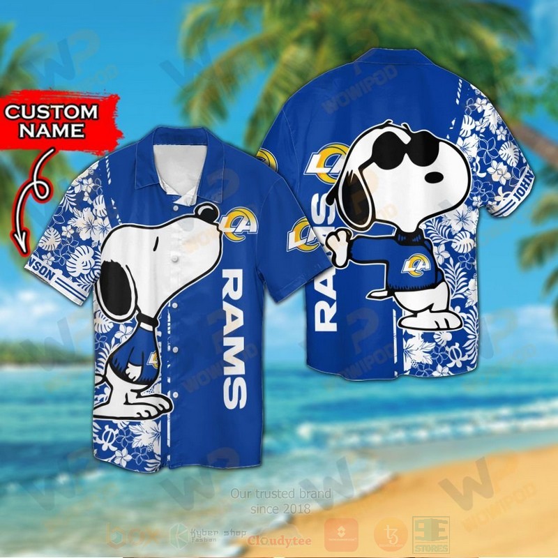Nfl Los Angeles Rams And Snoopy Custom Name Hawaiian Shirt Short