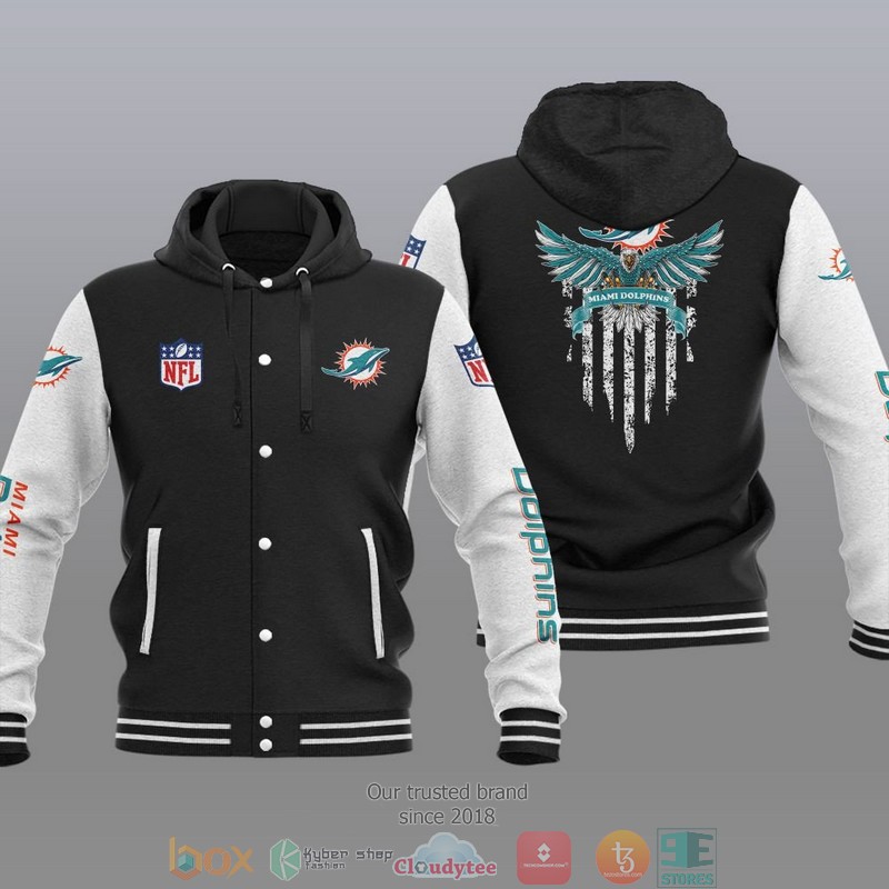 NFL Miami Dolphins Eagle American Flag Baseball Jacket Hoodie