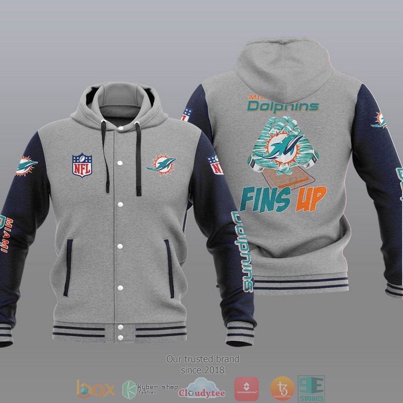 NFL Miami Dolphins Fins Up Baseball Jacket Hoodie 1
