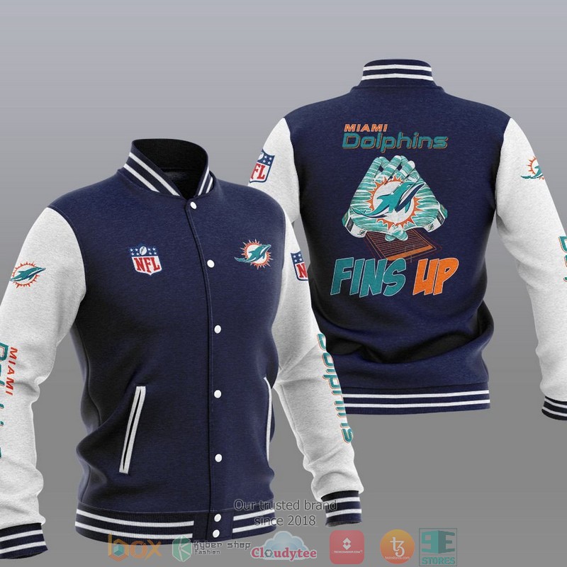 NFL Miami Dolphins Fins Up Varsity Jacket 3 NFL Miami Dolphins Fins Up Varsity Jacket 1 2