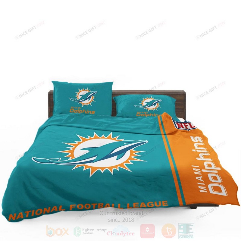NFL Miami Dolphins Inspired Yellow Blue Bedding Set