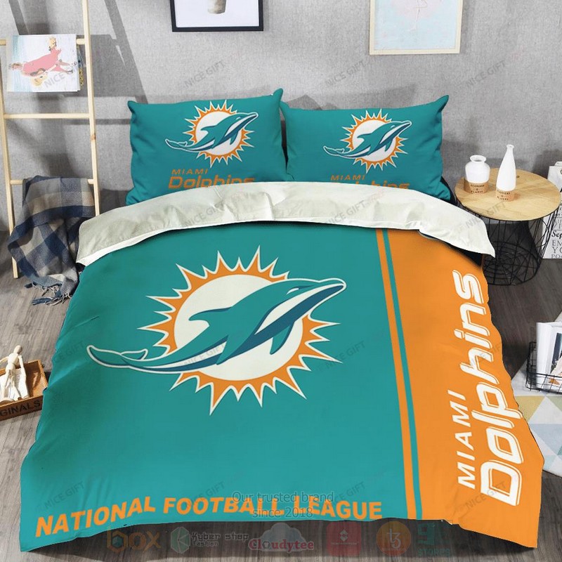 NFL Miami Dolphins Inspired Yellow Blue Bedding Set 1