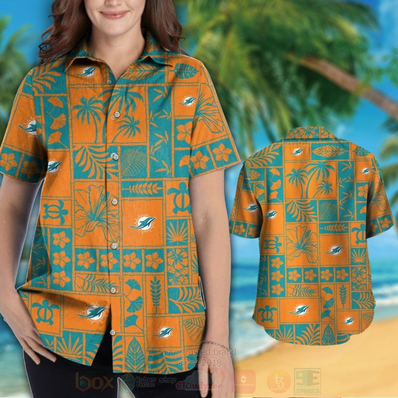 BEST NFL Miami Dolphins Marine Ecology Orange Hawaii Shirt, Short 3 NFL Miami Dolphins Marine Ecology Orange Hawaiian Shirt Short 1 2