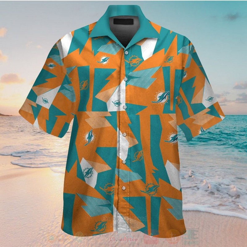 NFL Miami Dolphins Orange Blue Hawaiian Shirt Short