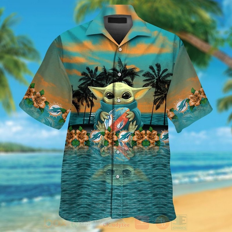 NFL Miami Dolphins and Baby Yoda Hawaiian Shirt Short