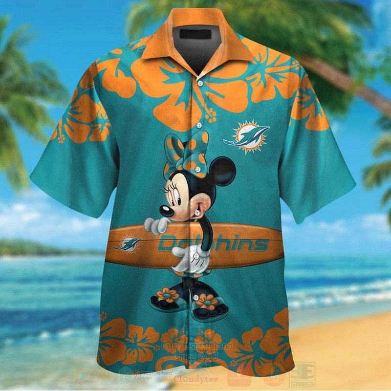 Nfl Miami Dolphins And Minnie Mouse Hawaiian Shirt Short