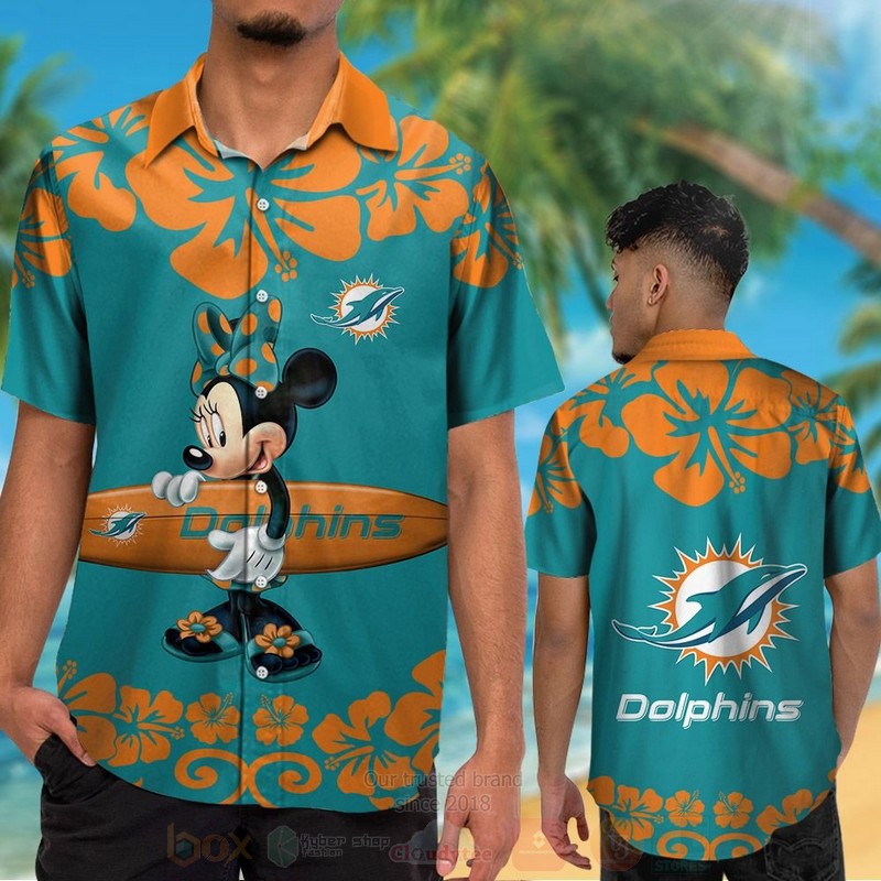 BEST NFL Miami Dolphins and Minnie Mouse Hawaii Shirt, Short 2 NFL Miami Dolphins and Minnie Mouse Hawaiian Shirt Short 1