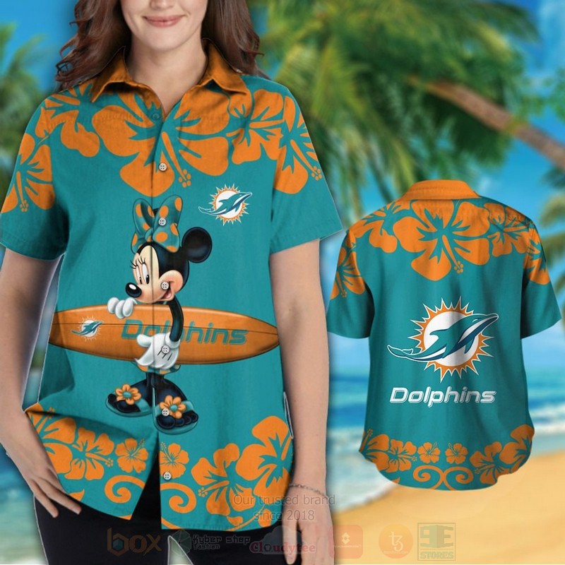 BEST NFL Miami Dolphins and Minnie Mouse Hawaii Shirt, Short 3 NFL Miami Dolphins and Minnie Mouse Hawaiian Shirt Short 1 2