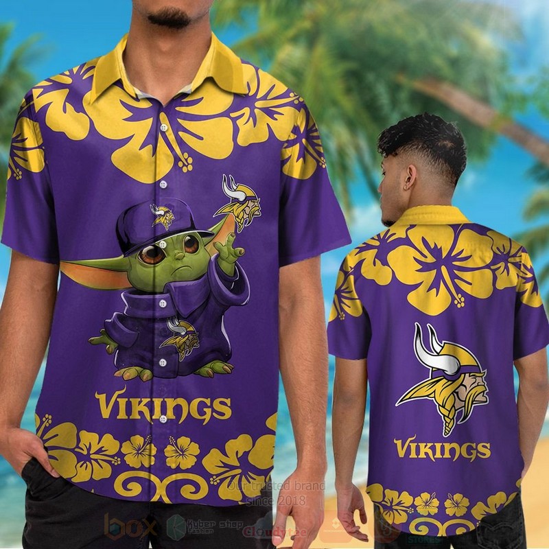 BEST NFL Minnesota Vikings Baby Yoda Purple Hawaii Shirt, Short 2 NFL Minnesota Vikings Baby Yoda Purple Hawaiian Shirt Short 1