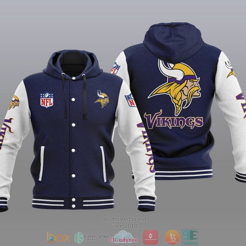 HOT Minnesota Vikings Varsity Hoodie Jacket 3 NFL Minnesota Vikings Baseball Jacket Hoodie 1 2