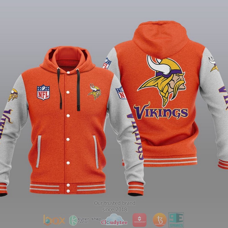 HOT Minnesota Vikings Varsity Hoodie Jacket 6 NFL Minnesota Vikings Baseball Jacket Hoodie 1 2 3 4 5