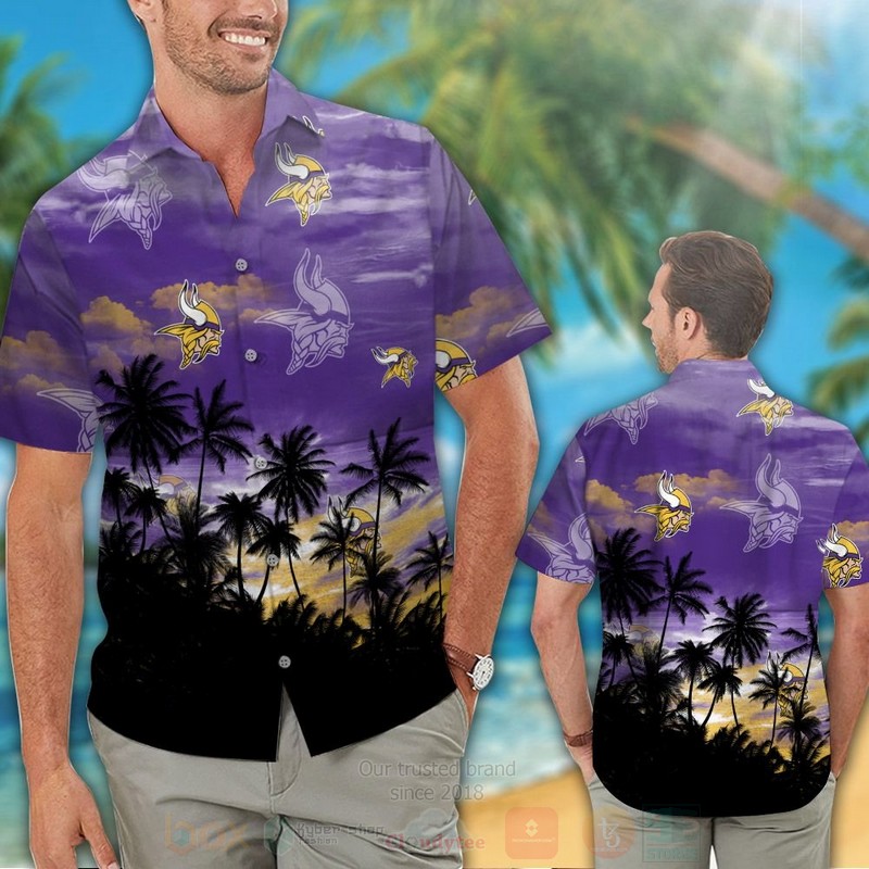 BEST NFL Minnesota Vikings Coconut Tree Purple Hawaii Shirt, Short 2 NFL Minnesota Vikings Coconut Tree Purple Hawaiian Shirt Short 1