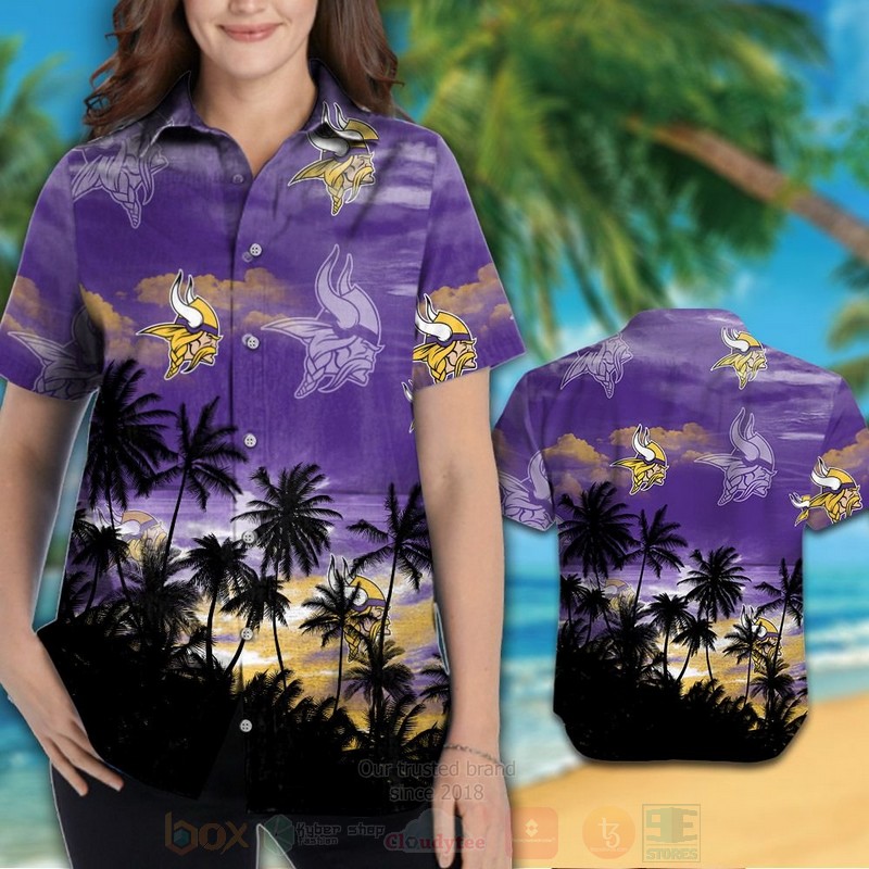 BEST NFL Minnesota Vikings Coconut Tree Purple Hawaii Shirt, Short 3 NFL Minnesota Vikings Coconut Tree Purple Hawaiian Shirt Short 1 2