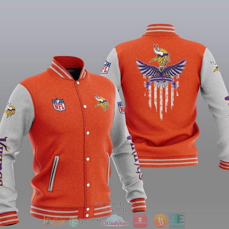 NFL Minnesota Vikings Eagle Thin Line Flag Varsity Jacket 1 2 3 4 5
