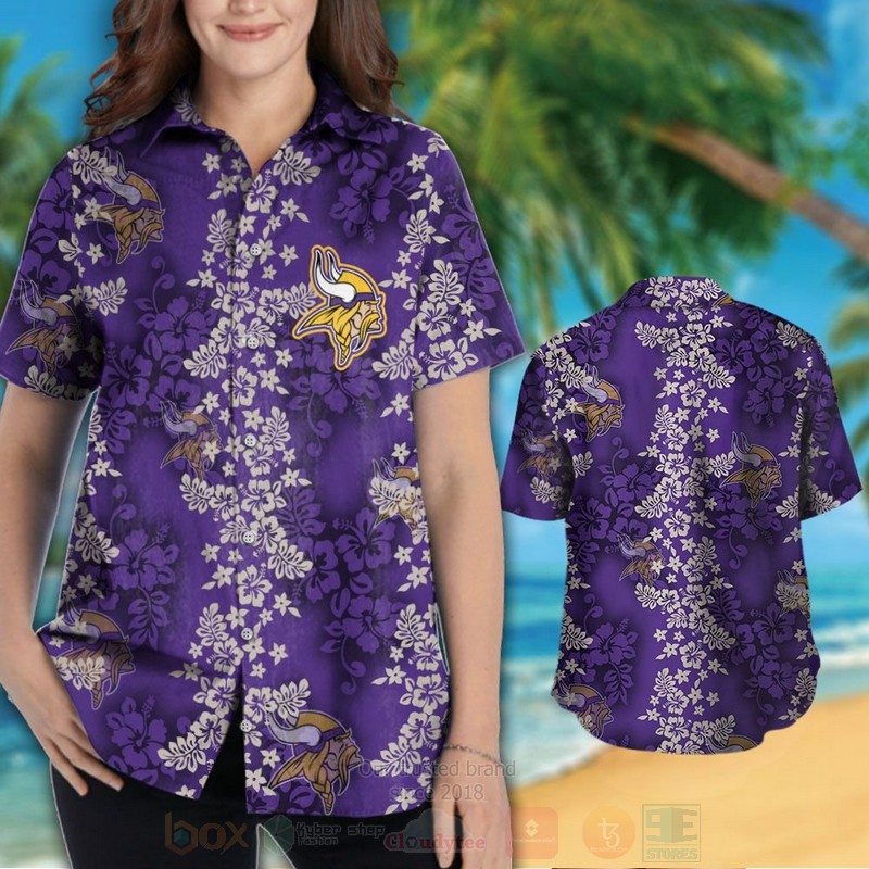 BEST NFL Minnesota Vikings Full Purple Hiibscus Hawaii Shirt, Short 3 NFL Minnesota Vikings Full Purple Hiibscus Hawaiian Shirt Short 1 2