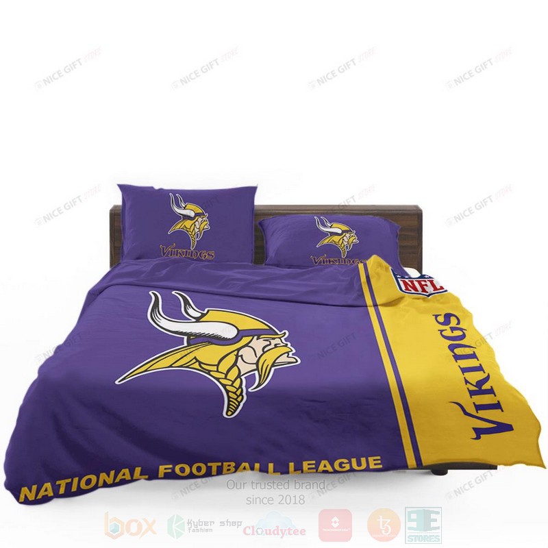NFL Minnesota Vikings Inspired Purple Yellow Bedding Set