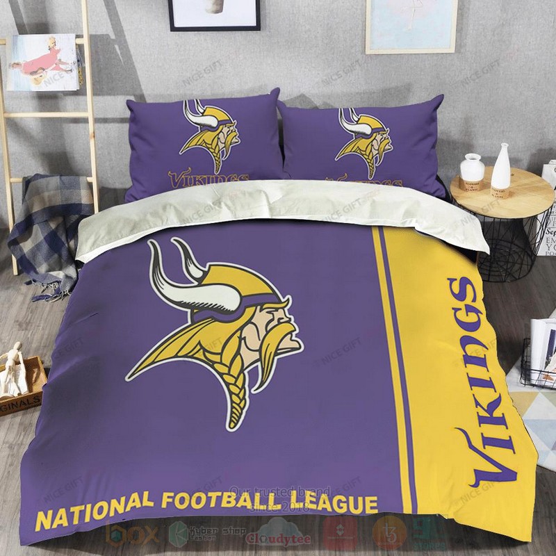 NFL Minnesota Vikings Inspired Purple Yellow Bedding Set 1