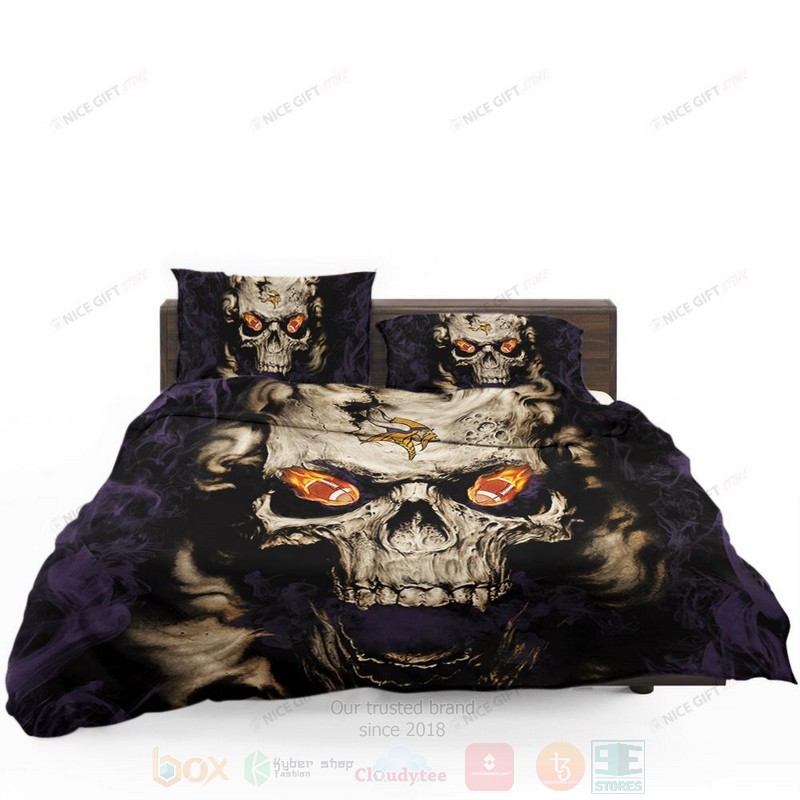 NFL Minnesota Vikings Inspired Skull Bedding Set