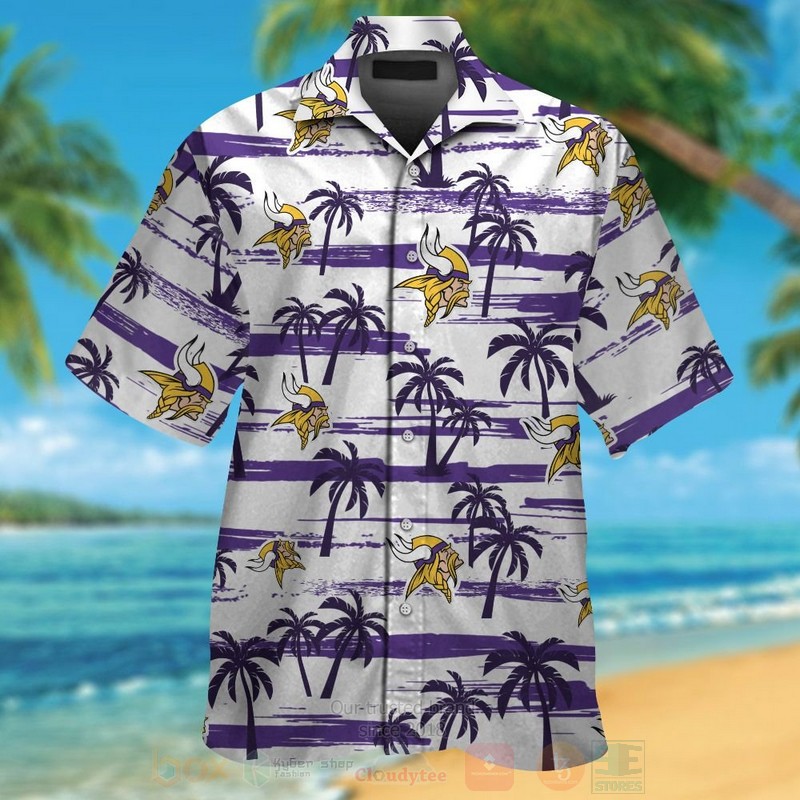 NFL Minnesota Vikings Purple White Hawaiian Shirt Short