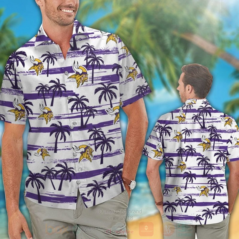 BEST NFL Minnesota Vikings Purple-White Hawaii Shirt, Short 2 NFL Minnesota Vikings Purple White Hawaiian Shirt Short 1