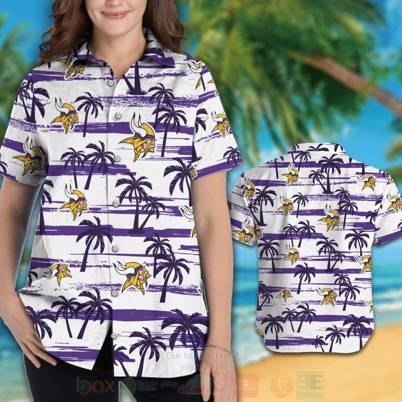 BEST NFL Minnesota Vikings Purple-White Hawaii Shirt, Short 3 NFL Minnesota Vikings Purple White Hawaiian Shirt Short 1 2