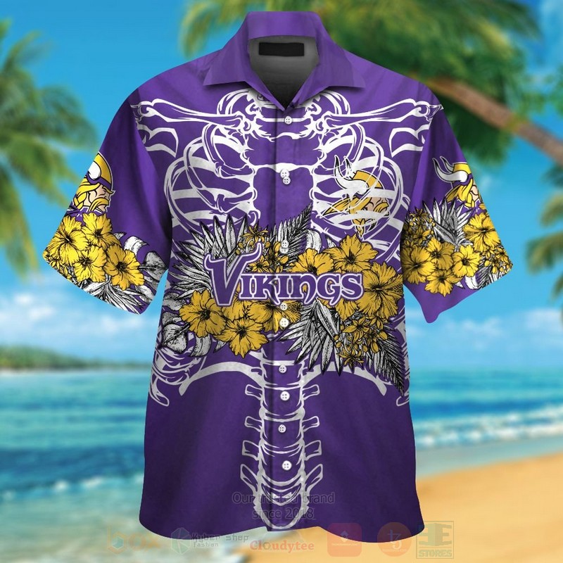 NFL Minnesota Vikings Skeleton Hawaiian Shirt Short